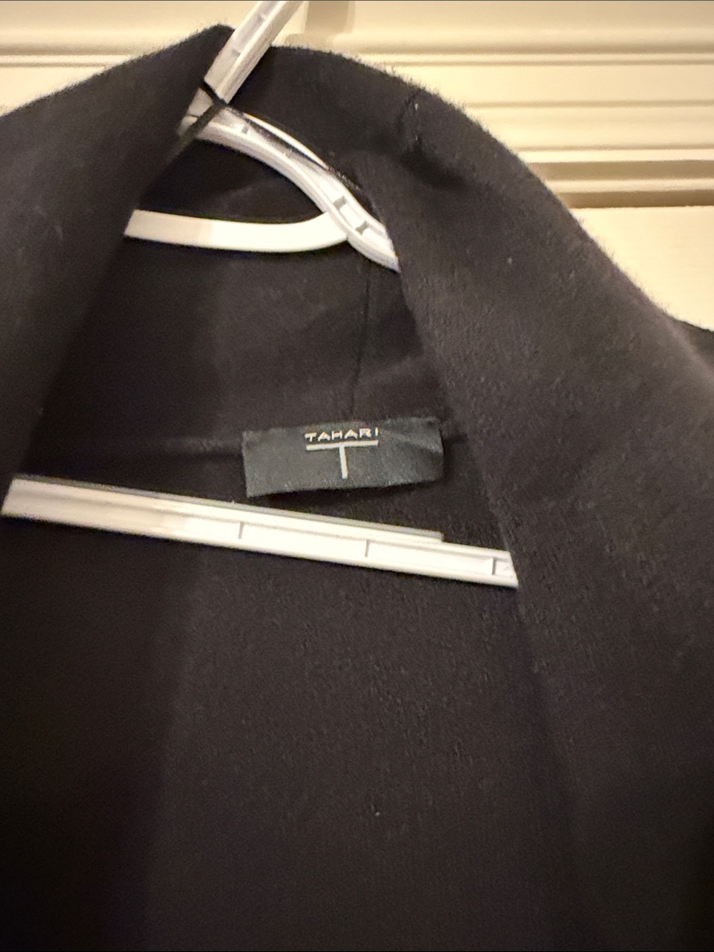 Tahari Black Open-Front Fringe Coatigan - Picture 3 of 3